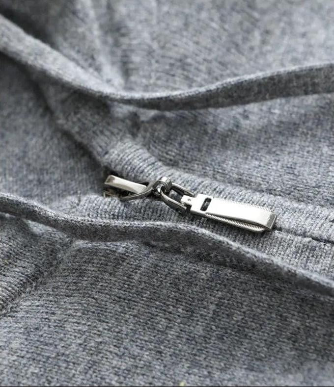 Cashmere Strik Zip Vest - Mørkegrå