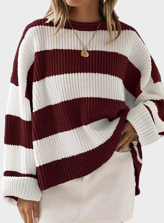 Lily | Trendy Strikket Trøje med Striber