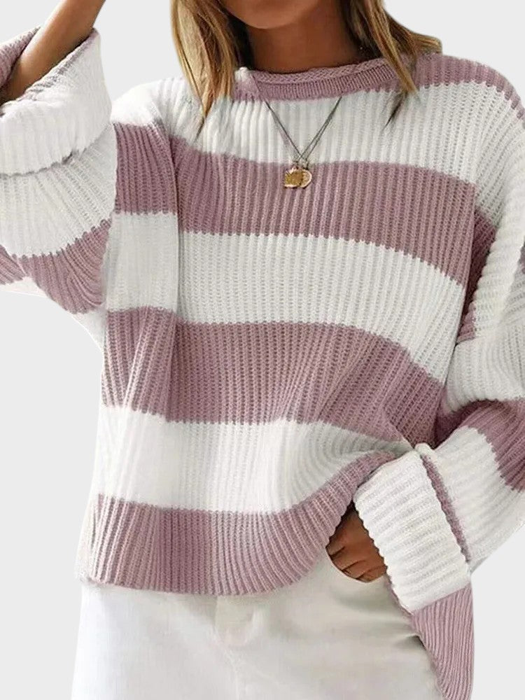 Lily | Trendy Strikket Trøje med Striber
