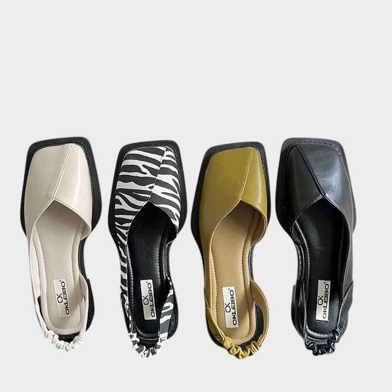 Lea | Slingback Sandaler med Firkantet Tå