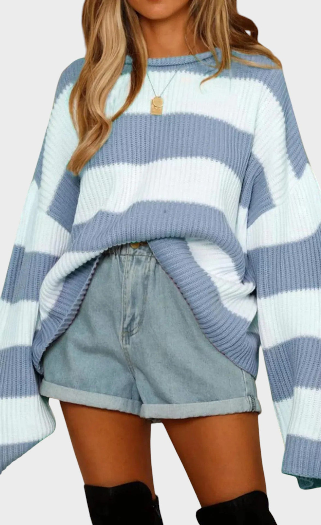 Lily | Trendy Strikket Trøje med Striber