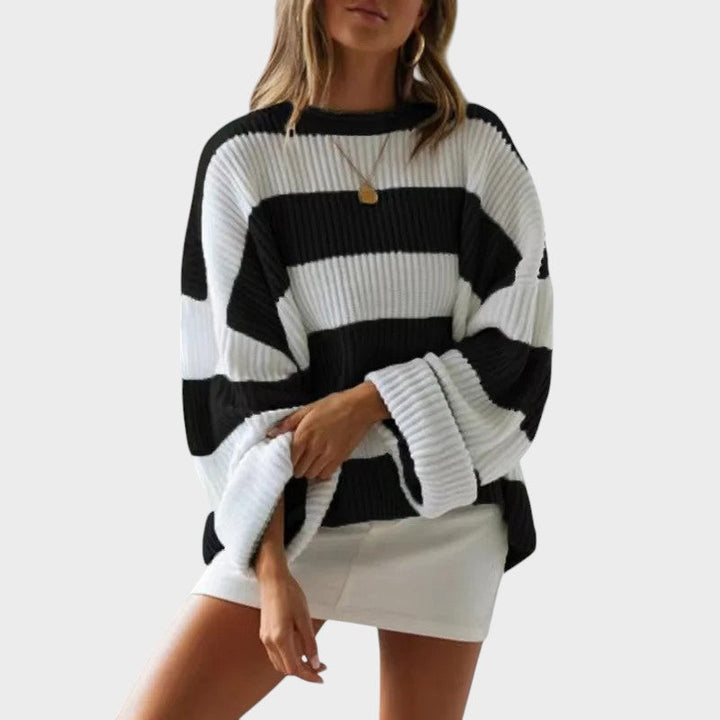 Lily | Trendy Strikket Trøje med Striber