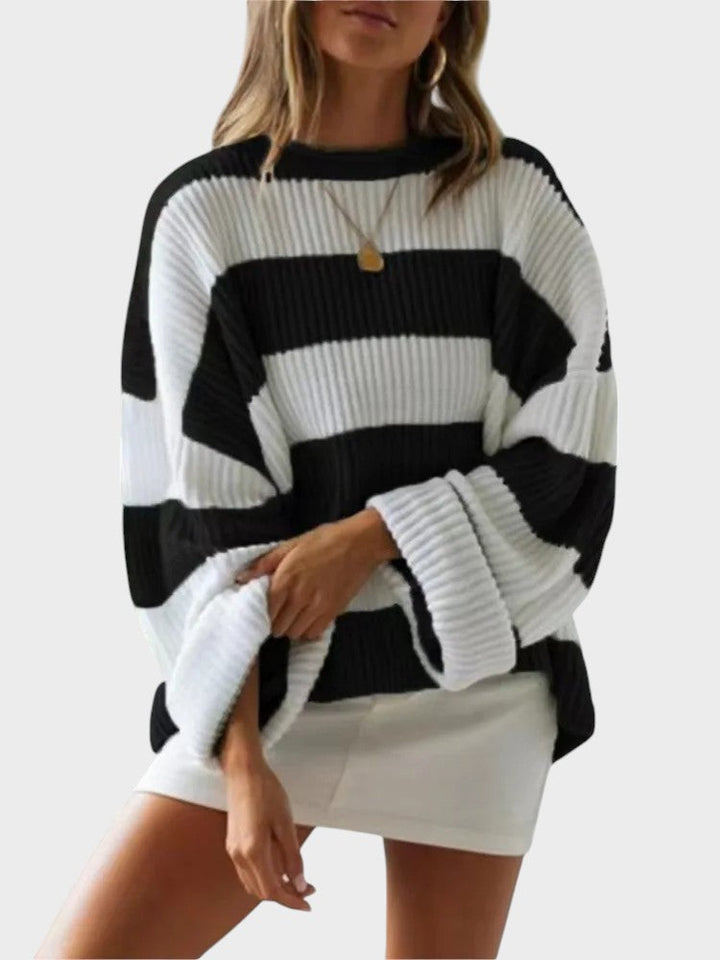 Lily | Trendy Strikket Trøje med Striber