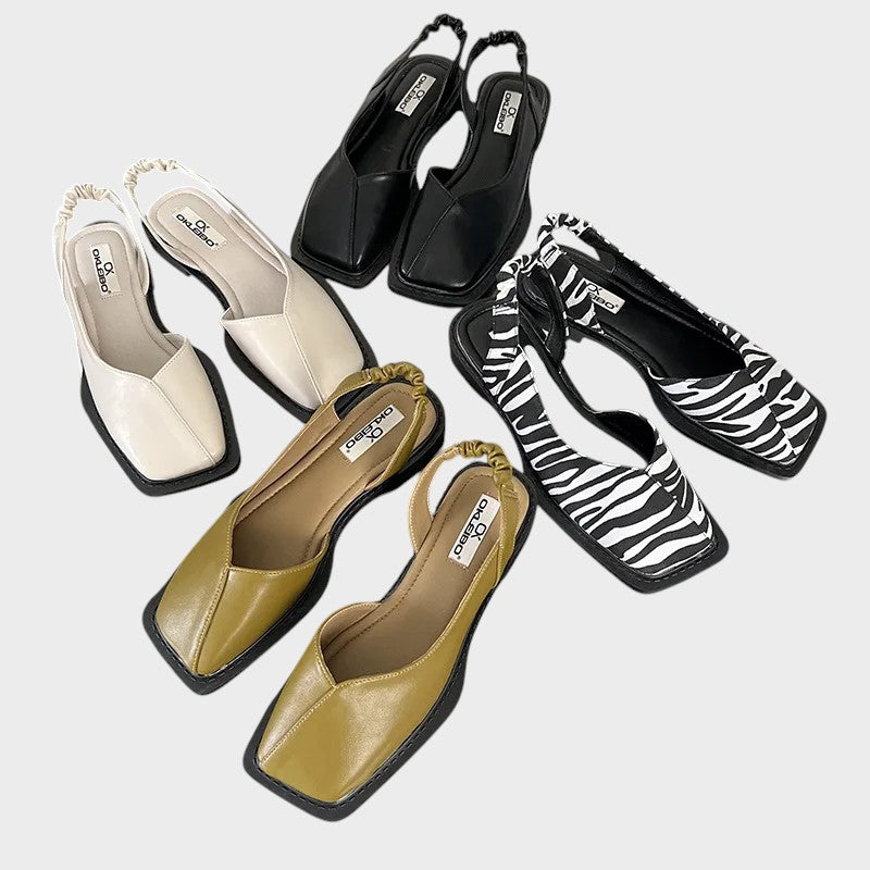 Lea | Slingback Sandaler med Firkantet Tå